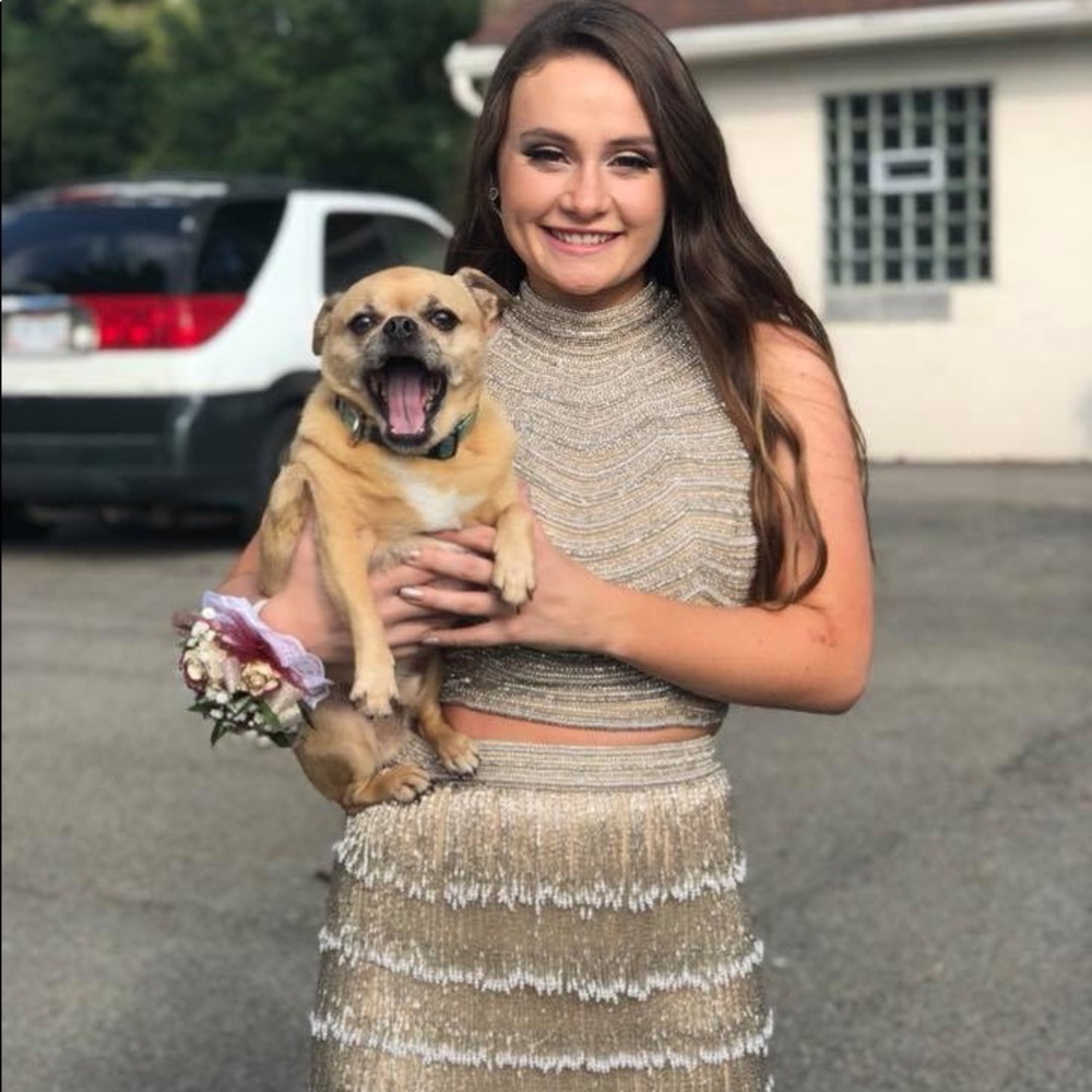 Sherri Hill beaded fringe Homecoming dress.